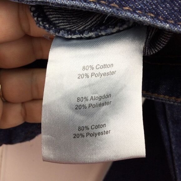 "The Edit by Seventeen" Denim Jacket Distressed Dark Blue Jean, Size Medium - Picture 8 of 10